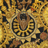 エルメス カレ90 L'OR DES CHEFS 首長達の金 スカーフ ブラック ゴールド マルチカラー シルク レディース HERMES 【中古】